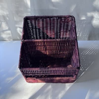 Vintage Wicker Rattan Desk Caddy Organizer Mail Holder Boho Retro Cottage - Thumbnail 11