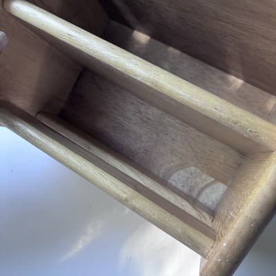 Vintage Solid Wood Desk Caddy Organizer Mail Holder Minimalist Natural Finish - Thumbnail 18