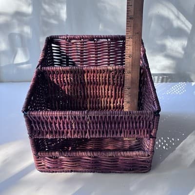Vintage Wicker Rattan Desk Caddy Organizer Mail Holder Boho Retro Cottage - Thumbnail 8