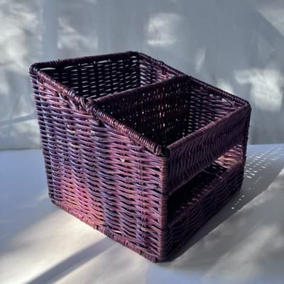 Vintage Wicker Rattan Desk Caddy Organizer Mail Holder Boho Retro Cottage - Thumbnail 13