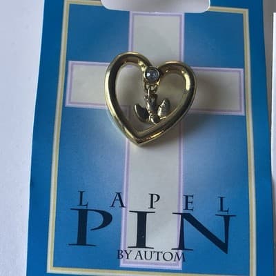 Vintage Lot Of Catholic Pins Communion Guardian Angel Holy Spirit Deadstock New! - Thumbnail 3