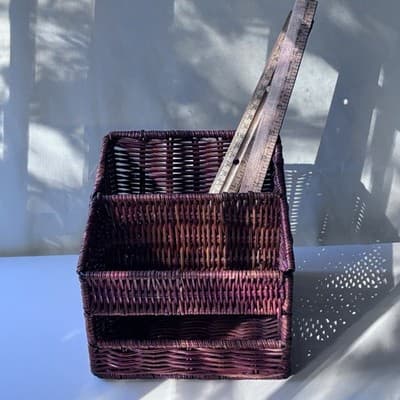 Vintage Wicker Rattan Desk Caddy Organizer Mail Holder Boho Retro Cottage - Thumbnail 18