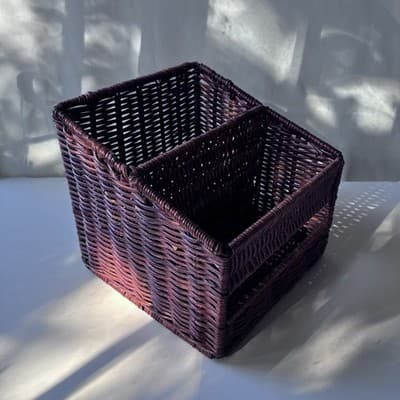 Vintage Wicker Rattan Desk Caddy Organizer Mail Holder Boho Retro Cottage - Thumbnail 19