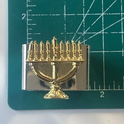 Menorah Metal Napkin Rings Holders Set of 6 Gold and Silvertone READ DESCRIPTION - Thumbnail 2