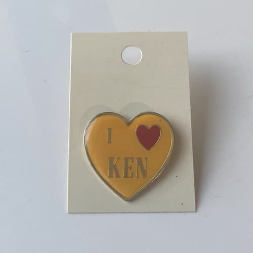 Vintage Heart Pin "I ❤️ KEN”Conversation Hearts 80s 90s Retro Deadstock - Thumbnail 6