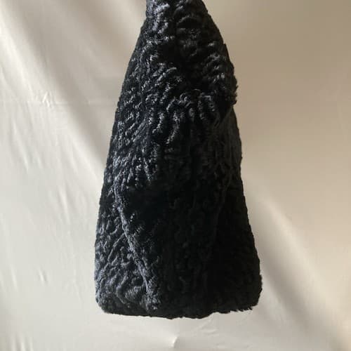 Vintage Atenti Doctor Hand Bag Purse Black Faux Fur Vintage Retro Style GLAM - Thumbnail 11