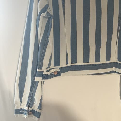 Forever 21 Plus Women’s Denim Jean Jacket Striped Cropped Size OX New With Tags - Thumbnail 12