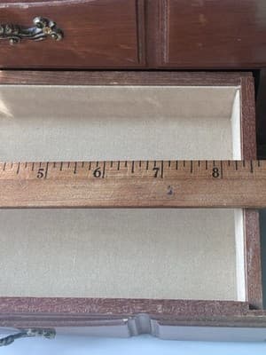 Vintage Wood Jewelry Box with 3 Drawers Flip Up Top With Mirror Approx 10X5X10.5 - Thumbnail 19