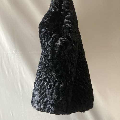 Vintage Atenti Doctor Hand Bag Purse Black Faux Fur Vintage Retro Style GLAM - Thumbnail 12