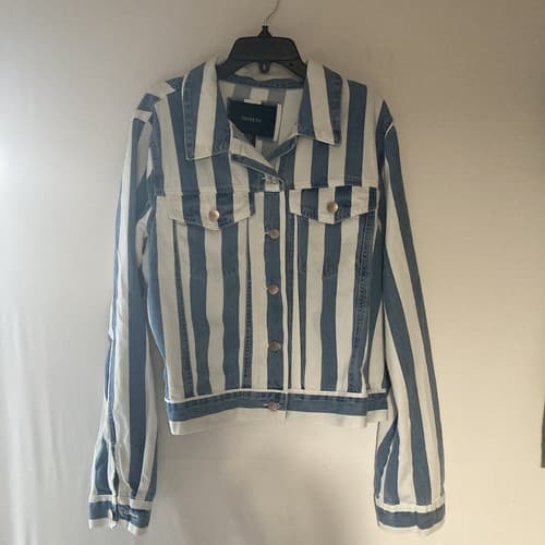 Forever 21 Plus Women’s Denim Jean Jacket Striped Cropped Size OX New With Tags - Thumbnail 10