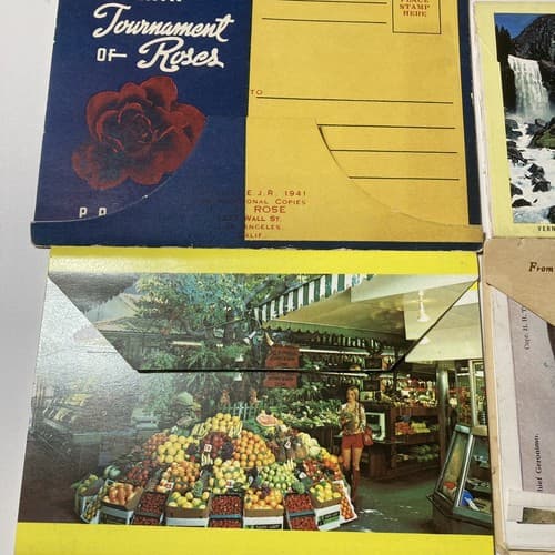 VTG SOUVENIR POSTCARD FOLDERS YOSEMITE,ROSE PARADE,NATIVE AMERICANS, DC LOT OF 5 - Thumbnail 5