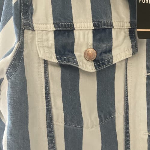 Forever 21 Plus Women’s Denim Jean Jacket Striped Cropped Size OX New With Tags - Thumbnail 9