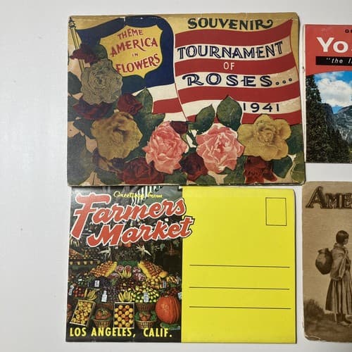 VTG SOUVENIR POSTCARD FOLDERS YOSEMITE,ROSE PARADE,NATIVE AMERICANS, DC LOT OF 5 - Thumbnail 3