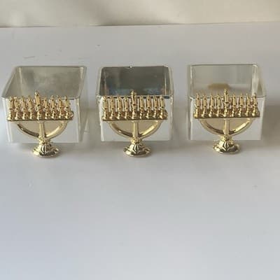 Menorah Metal Napkin Rings Holders Set of 6 Gold and Silvertone READ DESCRIPTION - Thumbnail 12