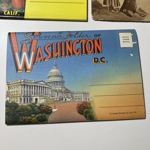 VTG SOUVENIR POSTCARD FOLDERS YOSEMITE,ROSE PARADE,NATIVE AMERICANS, DC LOT OF 5 - Thumbnail 8