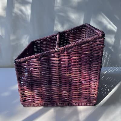 Vintage Wicker Rattan Desk Caddy Organizer Mail Holder Boho Retro Cottage - Thumbnail 16