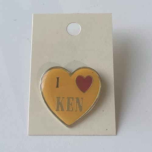 Vintage Heart Pin "I ❤️ KEN”Conversation Hearts 80s 90s Retro Deadstock