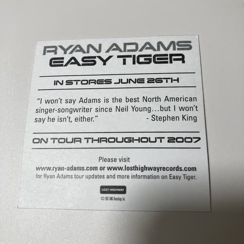 Ryan Adams Easy Tiger Promo Sticker Decal 2007 NOS Lost Highway Records Ephemera - Thumbnail 2