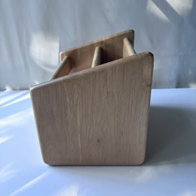 Vintage Solid Wood Desk Caddy Organizer Mail Holder Minimalist Natural Finish - Thumbnail 14