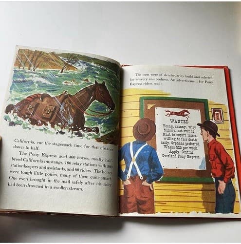 Vintage Hard Cover Pony Express Childrens Kids Book MCM Rand McNally Elf Book - Thumbnail 7