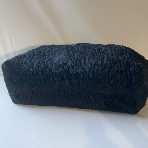 Vintage Atenti Doctor Hand Bag Purse Black Faux Fur Vintage Retro Style GLAM - Thumbnail 22