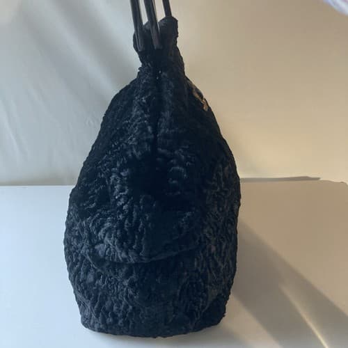 Vintage Atenti Doctor Hand Bag Purse Black Faux Fur Vintage Retro Style GLAM - Thumbnail 21