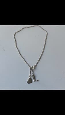 Vintage Avon Sterling Silver 925 Anklet W/ Charms Figaro Chain Heart “L” 9inch - Thumbnail 2