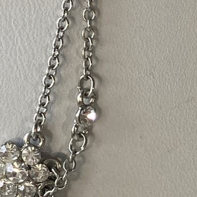 Vintage Cookie Lee Crystal Rhinetone Necklace Silver Tone Prom Icy Blingy 14in+3 - Thumbnail 9