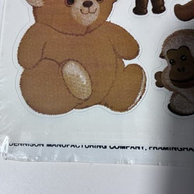 Vintage NOS Dennison Stickers 4 Sheets Brown Bears Monkeys Koalas Animals 1981 - Thumbnail 9