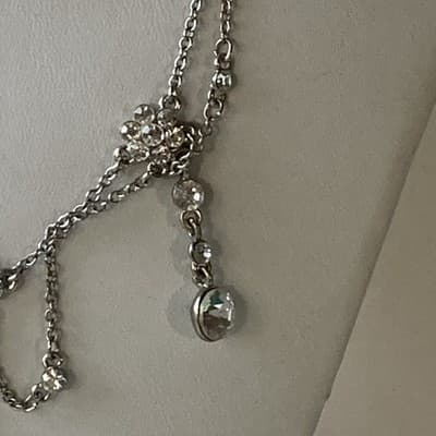 Vintage Cookie Lee Crystal Rhinetone Necklace Silver Tone Prom Icy Blingy 14in+3 - Thumbnail 12