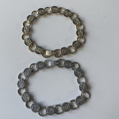 Vintage Sarah Coventry Etched Floral Link Bracelet Lot of 2 Goldtone+Silvertone - Thumbnail 8
