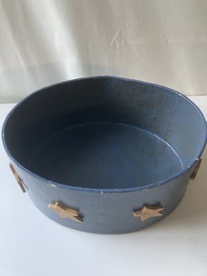 Vintage 90s Celestial Stars Sky Paper Mache Oval Trinket Lidded Box Astral - Thumbnail 11