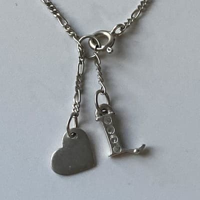 Vintage Avon Sterling Silver 925 Anklet W/ Charms Figaro Chain Heart “L” 9inch - Thumbnail 12