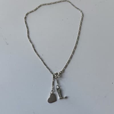 Vintage Avon Sterling Silver 925 Anklet W/ Charms Figaro Chain Heart “L” 9inch - Thumbnail 11