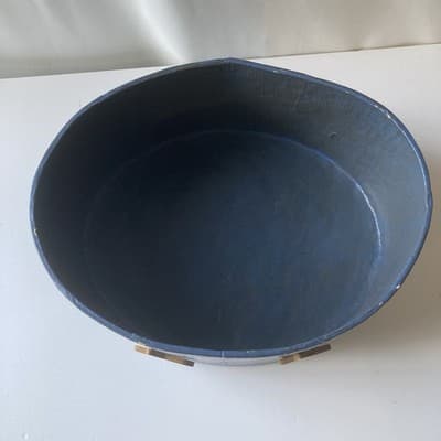 Vintage 90s Celestial Stars Sky Paper Mache Oval Trinket Lidded Box Astral - Thumbnail 8