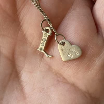 Vintage Avon Sterling Silver 925 Anklet W/ Charms Figaro Chain Heart “L” 9inch - Thumbnail 13