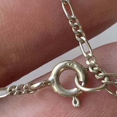 Vintage Avon Sterling Silver 925 Anklet W/ Charms Figaro Chain Heart “L” 9inch - Thumbnail 5