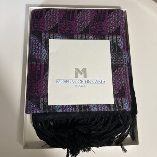 Museum Of Fine Arts Boston Art Deco Wool Muffler Scarf Shawl Vintage Japan IOP - Thumbnail 5