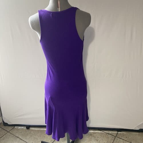 Lauren Jeans Co Ralph Lauren Womens Purple Waffle-knit Fit N Flare Dress Small - Thumbnail 2
