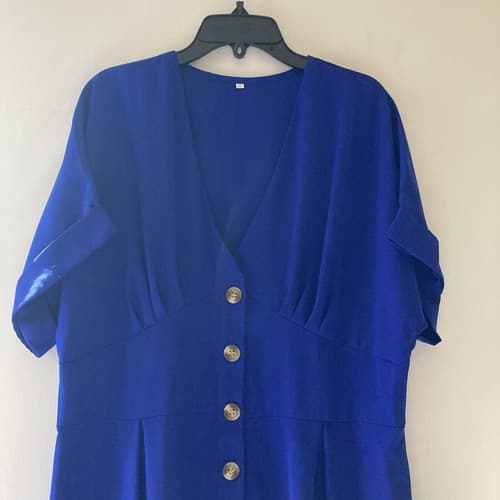 Womens Plus Size XL Cobalt Blue Romper Jumpsuit Extra Large - Thumbnail 3