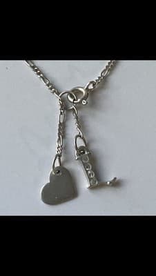Vintage Avon Sterling Silver 925 Anklet W/ Charms Figaro Chain Heart “L” 9inch