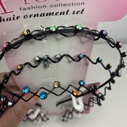 Vintage Deadstock Fiore Rhinestone Head Band Trio Y2k Indie Sleaze Valentines - Thumbnail 7