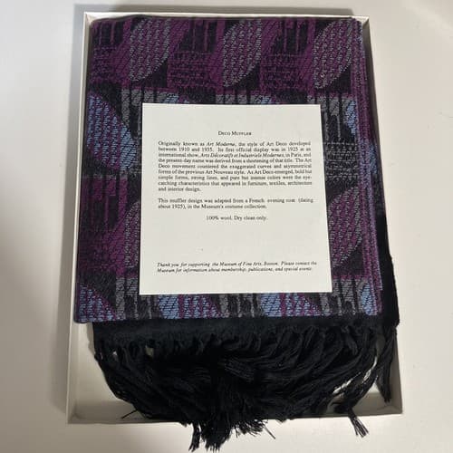 Museum Of Fine Arts Boston Art Deco Wool Muffler Scarf Shawl Vintage Japan IOP - Thumbnail 6