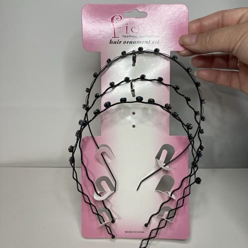 Vintage Deadstock Fiore Rhinestone Head Band Trio Y2k Indie Sleaze Valentines - Thumbnail 3