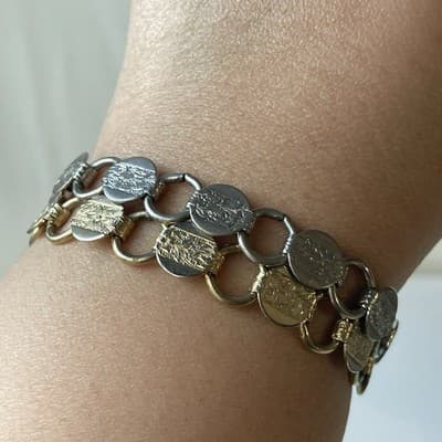 Vintage Sarah Coventry Etched Floral Link Bracelet Lot of 2 Goldtone+Silvertone - Thumbnail 24