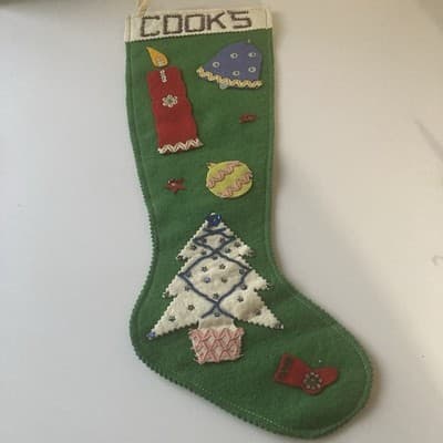 Vintage Christmas Felt Stocking MCM Mid Century Home Made Retro Xmas READ DESC
