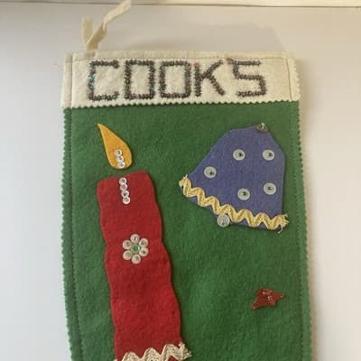 Vintage Christmas Felt Stocking MCM Mid Century Home Made Retro Xmas READ DESC - Thumbnail 2