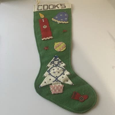 Vintage Christmas Felt Stocking MCM Mid Century Home Made Retro Xmas READ DESC - Thumbnail 3