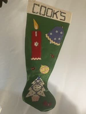 Vintage Christmas Felt Stocking MCM Mid Century Home Made Retro Xmas READ DESC - Thumbnail 8