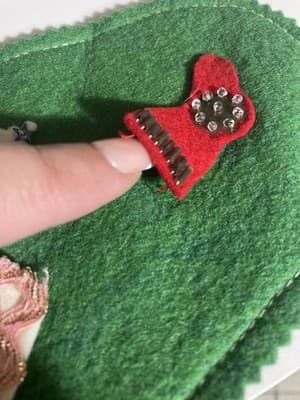 Vintage Christmas Felt Stocking MCM Mid Century Home Made Retro Xmas READ DESC - Thumbnail 12